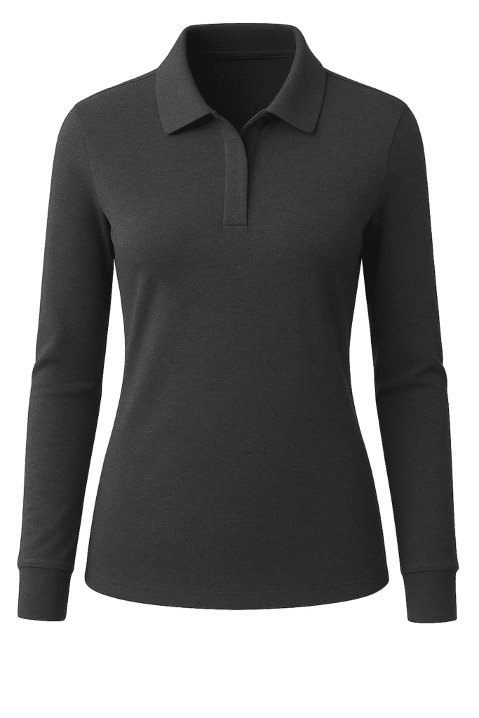 Camibuso tipo polo dama manga larga color gris jaspe