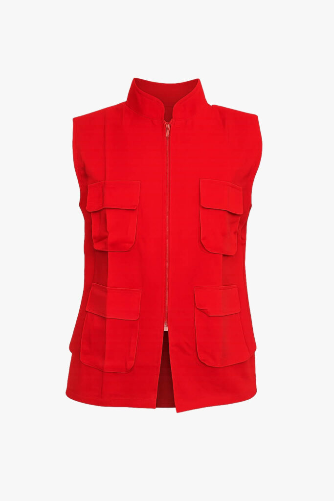 Chaleco en dril cuatro bolsillos color rojo