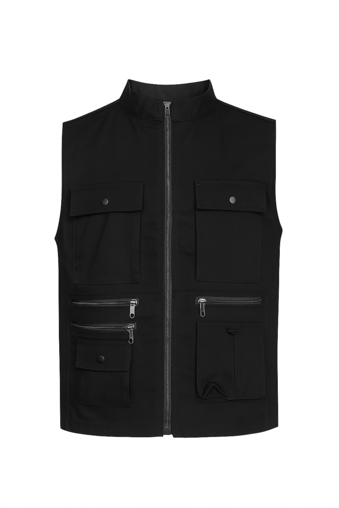 Chaleco multibolsillos en dril color negro