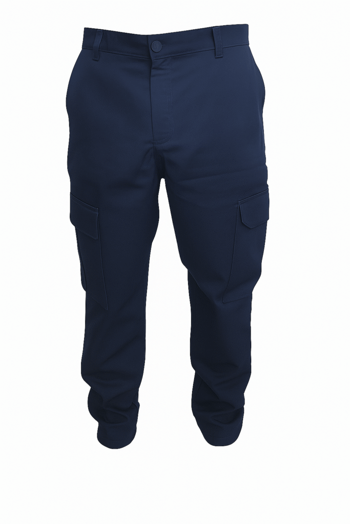 Pantalon tipo cargo en dril azul oscuro